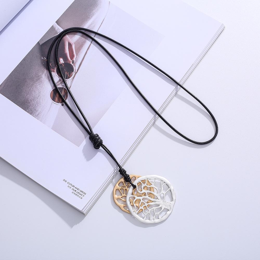 Kaseakia Tree of Life Metal Pendant Sweater Chain Long Necklace for Women Fashion золотой