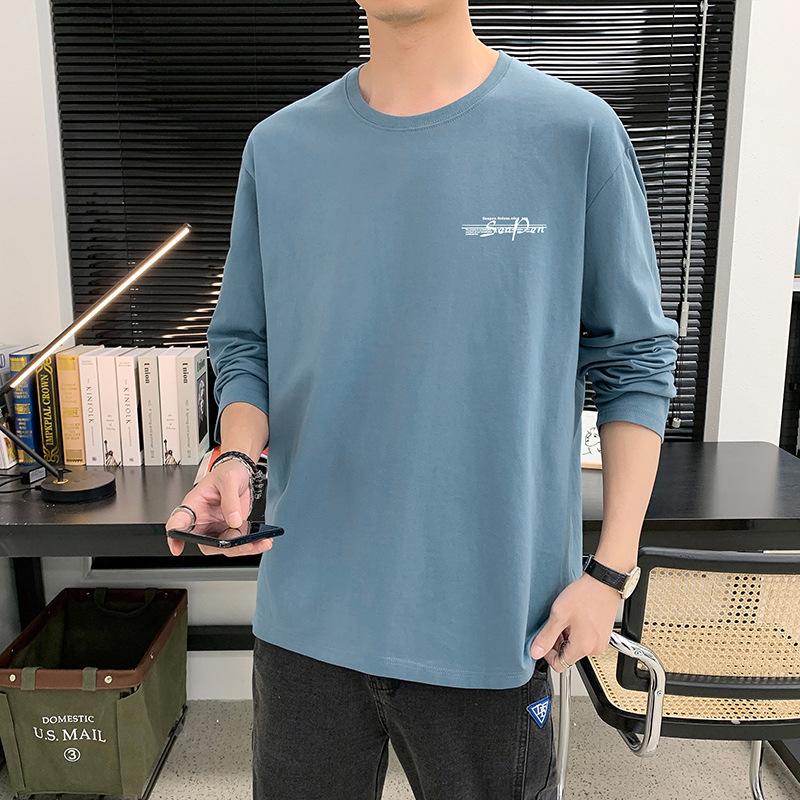 Men's T-shirts Long Sleeve Pullover Top O-neck Shirt Long Sleeve Casual Solid Color Fashion T-shirts