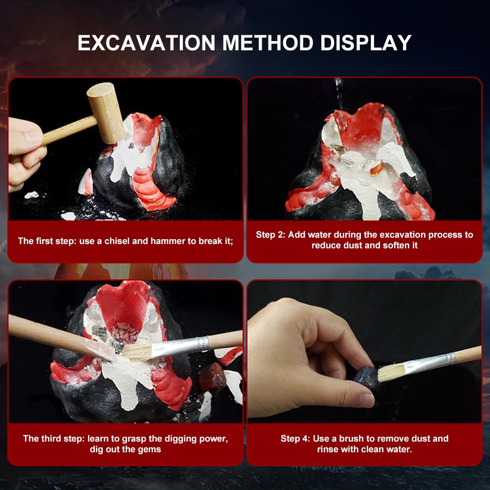 Ausgrabungs-Vulkan-Set Lernspielzeug Wissenschaftliches Ausgrabungsspielzeug Vulkanausbruch-Steinset für Kinder