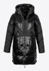 Manteau d'hiver matelassé pour femme Wittchen en matériaux combinés avec capuche, Nylon Noir
