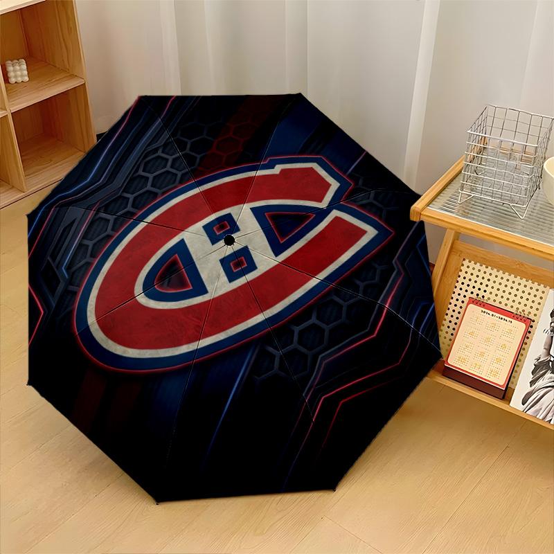 Stampa Montreal Canadiens Auto 8?Ombrello Pieghevole con Stecche Resistente al Vento Leggero Ombrello Automatico per Viaggi Quotidiani