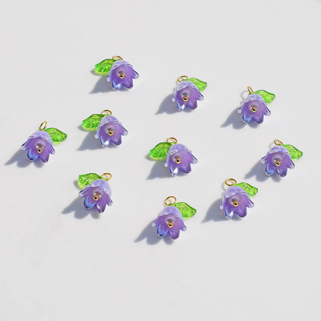 10pcs Pearl Bell Orchids Pendant Stereoscopic Leaf Flower Charm for DIY Necklace Bracelet Earrings Jewelry Accessories