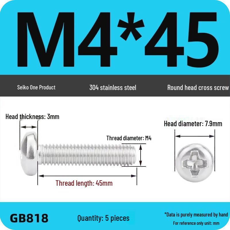Phillips Pan Head Machine Screws, 304 Stainless Steel, Sizes M1-M10