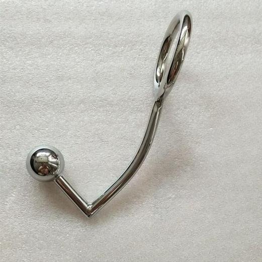 Men Penis Ring Stainless Steel Cock Anal Hook Beads