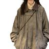 Women's Corduroy Patchwork Jacket - Retro Turn-Down Collar, Distressed High Street Style, 2025 Spring/Autumn Trend