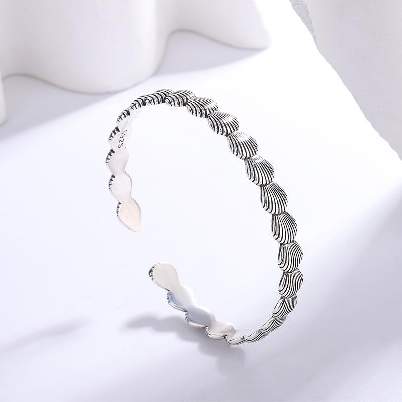 Retro Thai Silver Exquisite Simple Creative Shell Fashion 925 Sterling Silver Versatile Opening Bracelets SL063