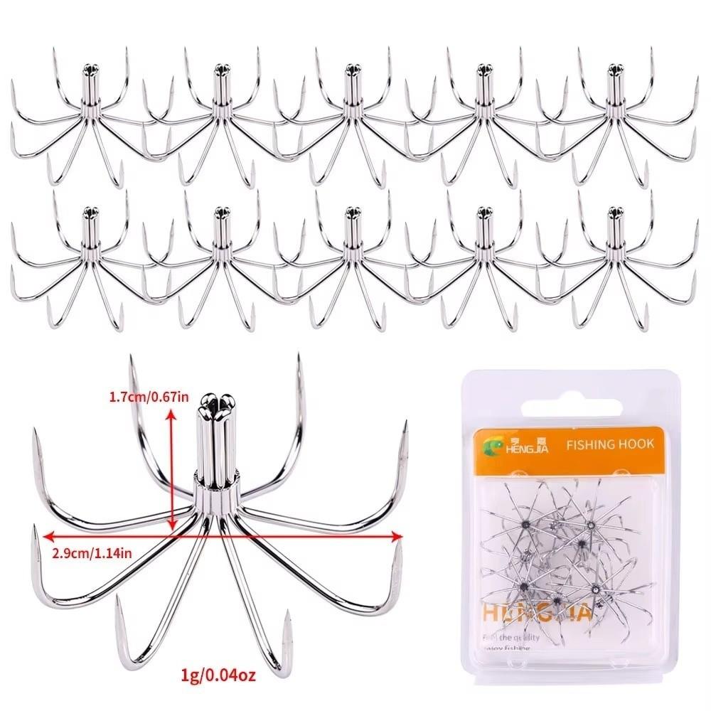 10pcs Pack Stainless Steel Octopus Fishing Hooks 12 Claws Umbrella Needle Hooks  Saltwater Fishing