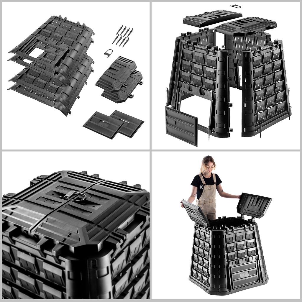 KADAX Kompostownik Ogrodowy modułowy Całoroczny mrozoodporny Nawóz Zbiornik 450L