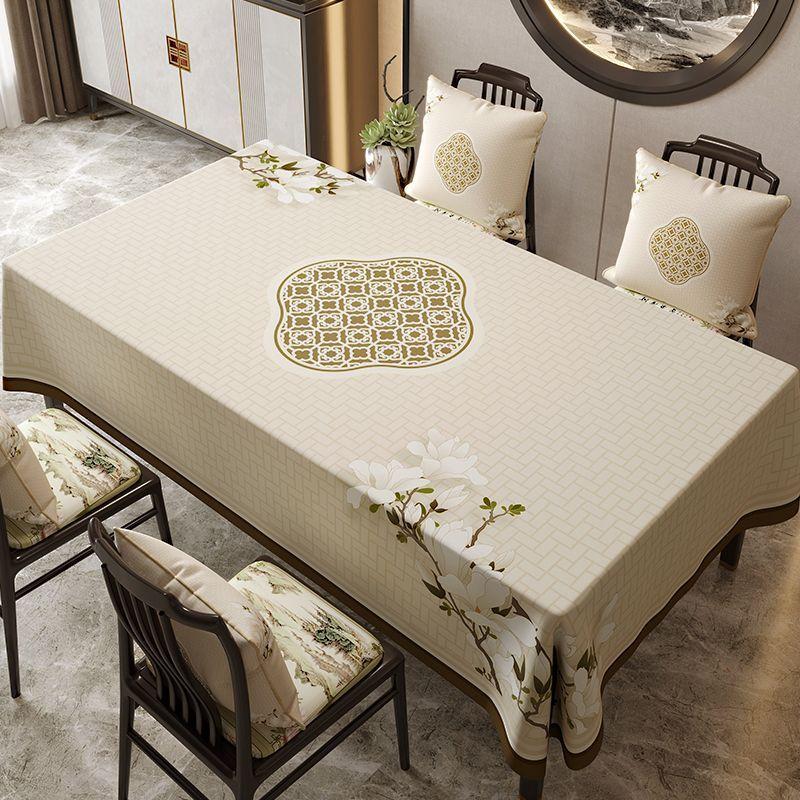 New Chinese Peony Pattern Table Pad Thickened PVC Material Dining Table Decoration Waterproof Oil Resistant Erasable Desk Cloth