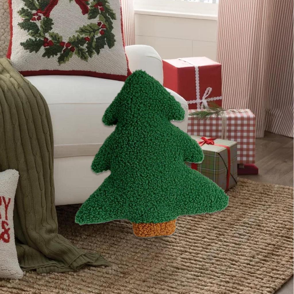 Christmas Couch Pillows Tree Plush Pillows Decorative Cushion Back Cushion Christmas Decorations for Holiday Living Room Sofa