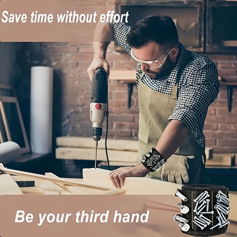 Magnetic Wristband for Screws, Nails, Bolts & Drill Bits - Unique Support Design - Perfect Gift for Handyman, Electrician, Car Repair