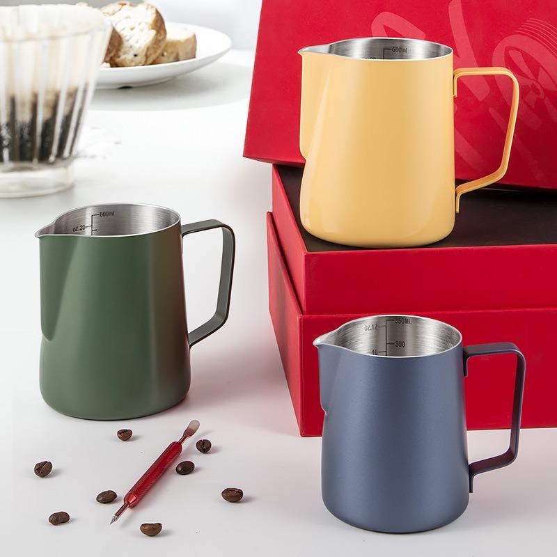 Sharp-mouthed Decorative Pitcher with Thickened 304 Stainless Steel Coffee Frothing Cup - Professional Coffee Machine Milk Frothing Cup