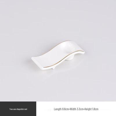 Huihuang Chinese Gold Rim Ceramic Chopstick Rest