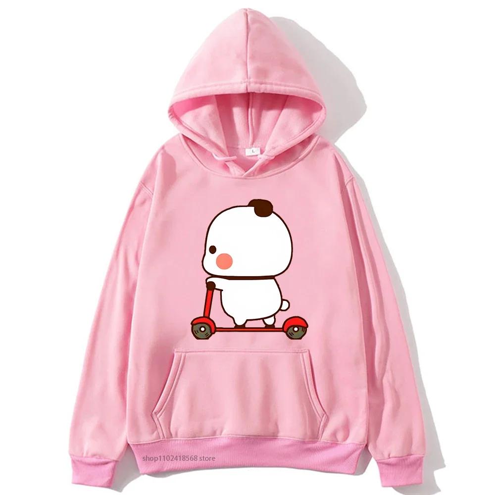 Cute Couple Hoodie Cute Bubu and Dudu Are Playing Scooter Together Sweatshirts Hooded Men's Clothes Women Panda Bear Top