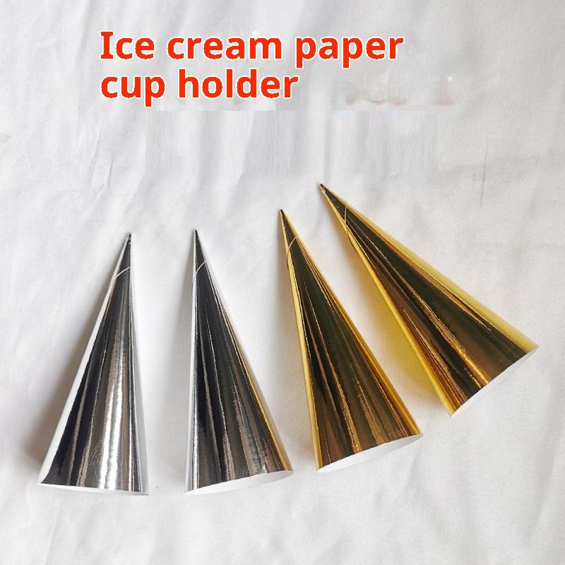 100 Pezzi Carta Stagnola Usa e Getta Porta Gelato Colore Solido Anti-Sporco Manico Spesso Manicotto Cono Gelato
