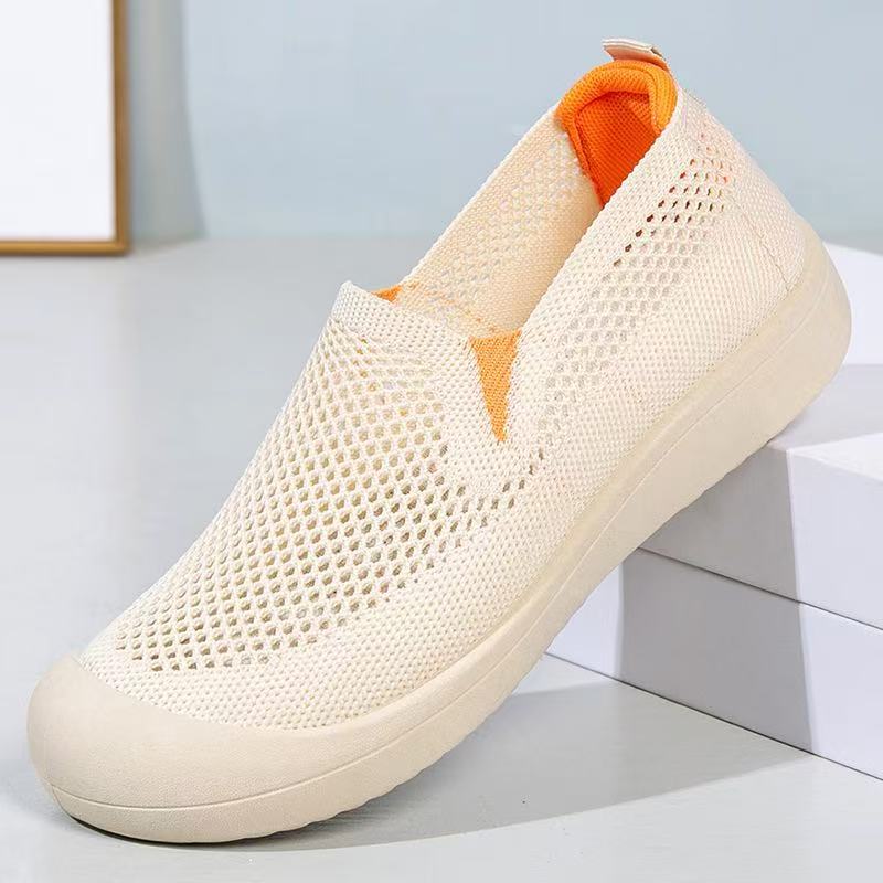 Обувь женская летняя новая fly-woven дышащая повседневная женская обувь мама мелкий вырез круглый носок туфли 36