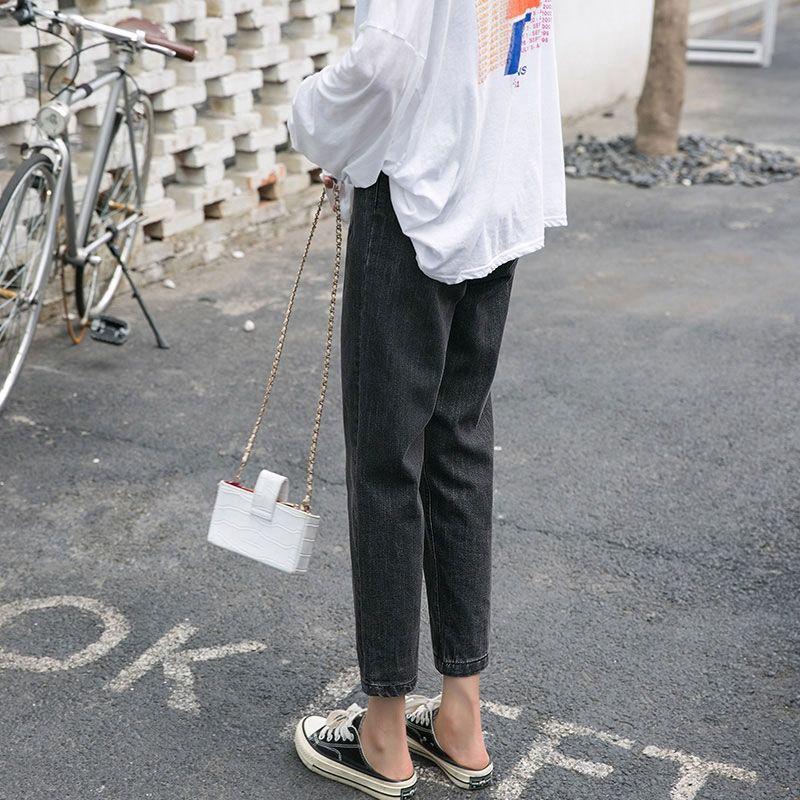 Women's High-Waisted Wide-Leg Jeans - Summer 2020 Korean Chic Straight-Leg Harem Cropped Pants