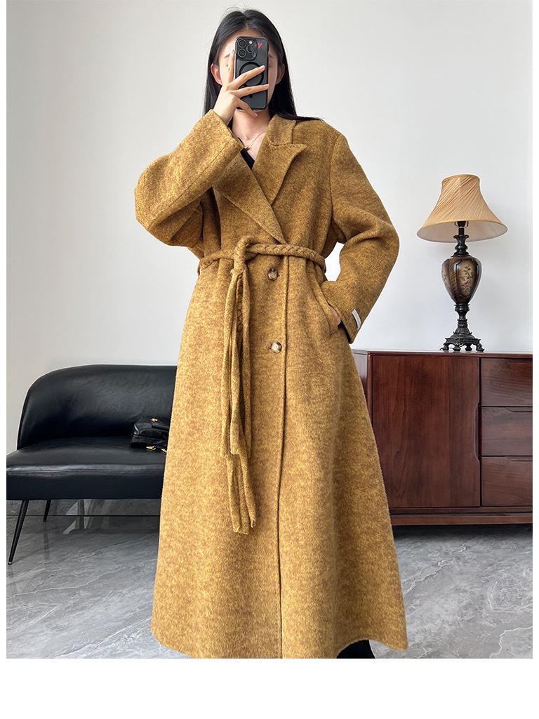 Dámský oboustranný kašmírový vlněný kabát - 2025 podzim/zima korejský módní styl.