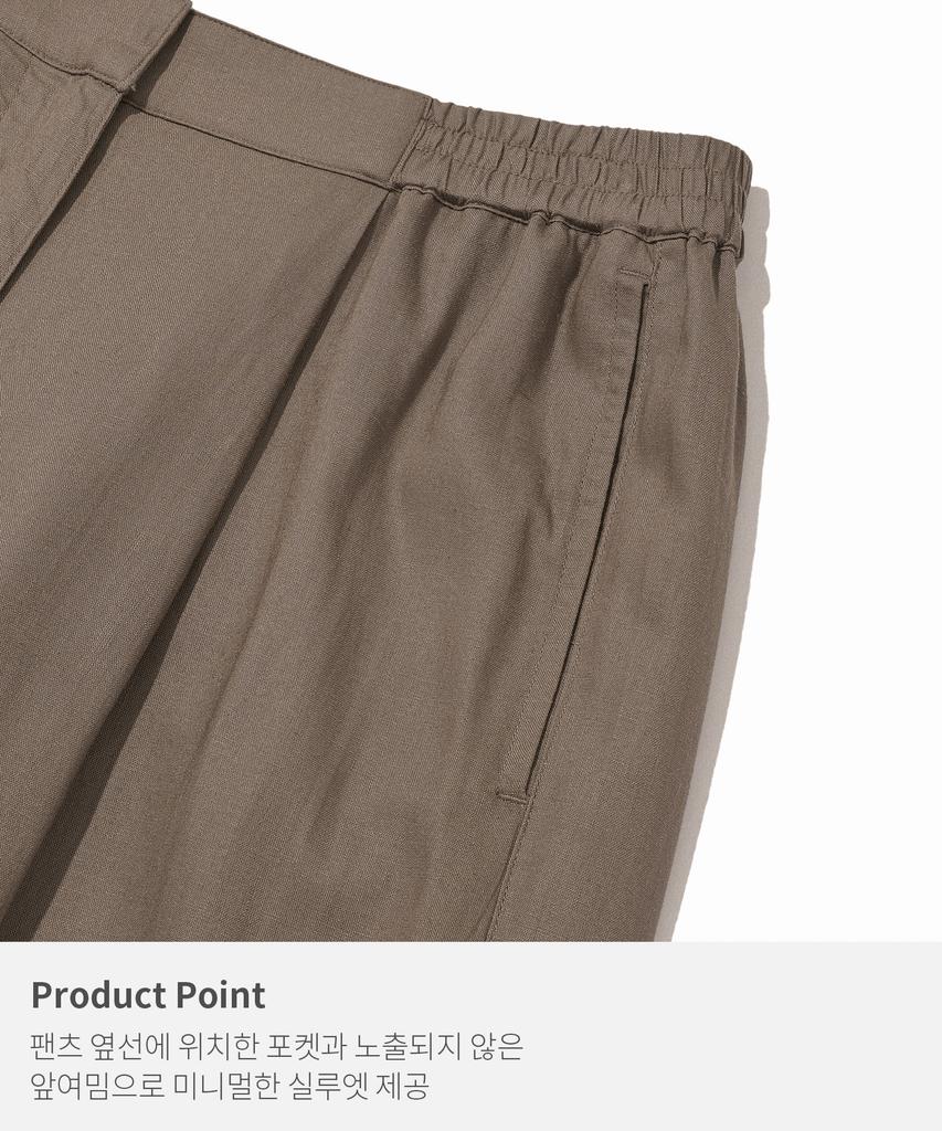 KIIMUIR (Women) Summer Semi-Wide Linen Pants_Deep Beige