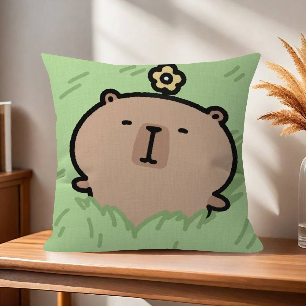 Anime CCapybara Cartoon Cute Pillow Covers Cartoon Sofa Decorative Home Doublesided Printing Short Plush Cute Cushion Cover