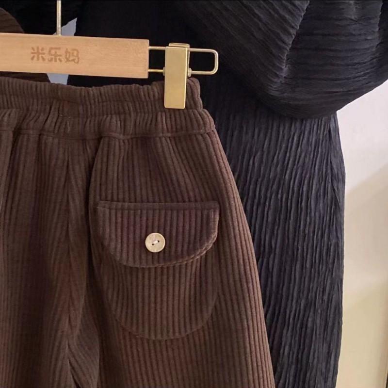 Chlapecké Dívčí Manšestrové Kalhoty se Stojáčkem Jednořadé Jarní Podzimní Set Dětské Ležérní