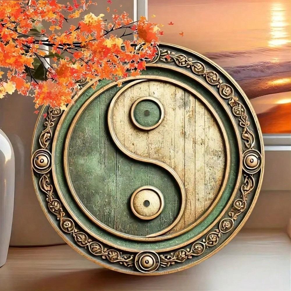 Metal Yin Yang Wall Art 20x20cm Vintage Home Decor Gift