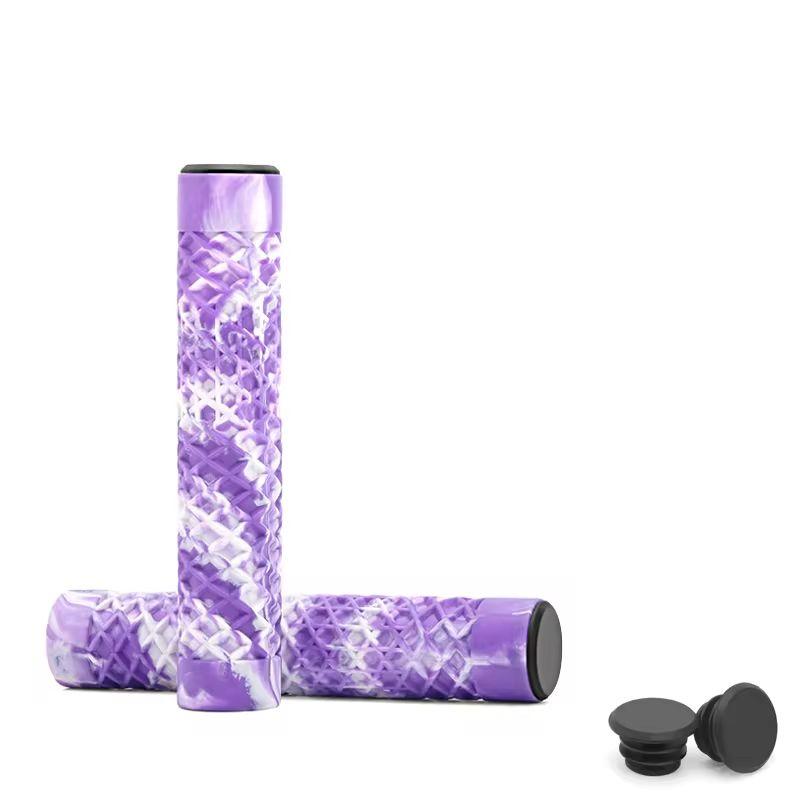 

1 пара ручек для руля велосипеда, удлиняющие нескользящие мягкие резиновые ручки для горного велосипеда, для руля 22,2 мм, скутера, трехколесного велосипеда BMX фиолетовый/белый