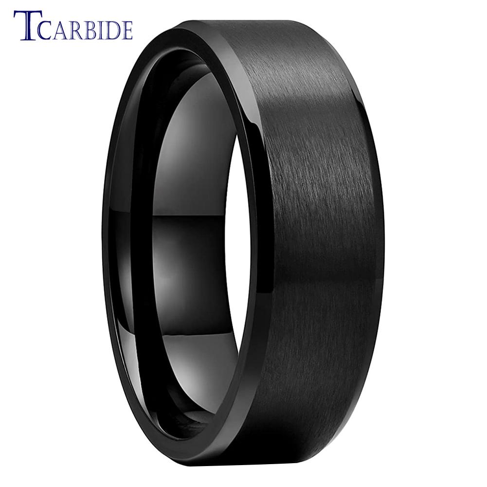 Dropshipping 8mm Stainless Steel Wedding Ring Men Women Daily Life Gift Jewelry Grooved Beveled Brushed Comfort Fit