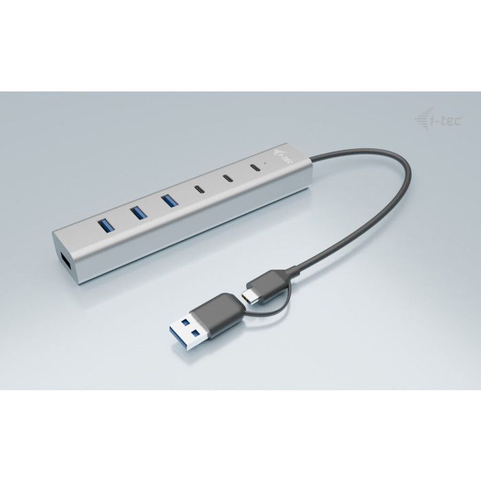 HUB USB - I-TEC - 7 Ports - USB-C 3.2 Gen. 1 - USB-A 3.2 Gen. 1 - Métal Gris
