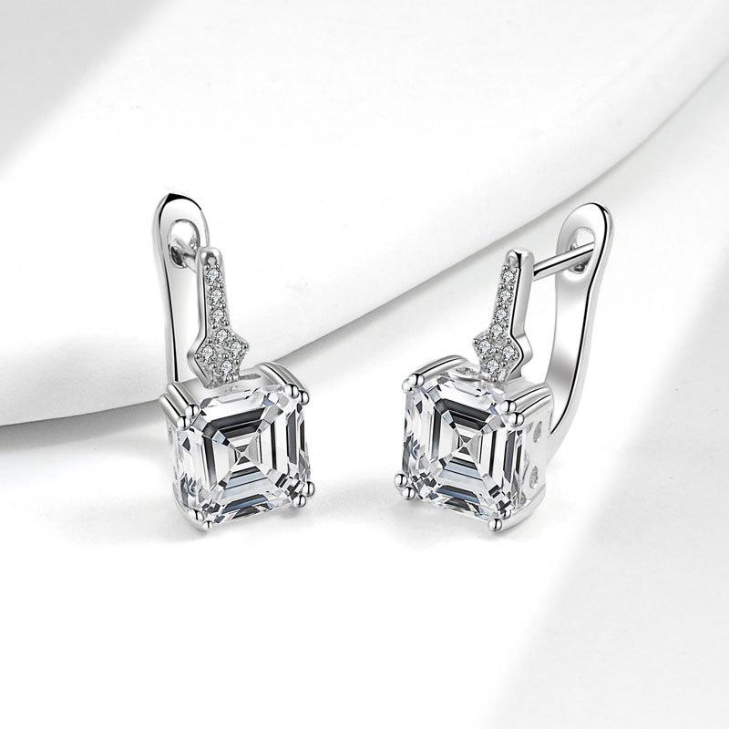 Simple Fresh Square Zircon Full Paved Huggie Earrings Sweet And Fashionable Hoop Earrings For Women Jewelry Gift