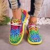 Women's Large Size Lace,up Colorful Low,top Shoes Women's Ethnic   Lazy Canvas Flat Shoes