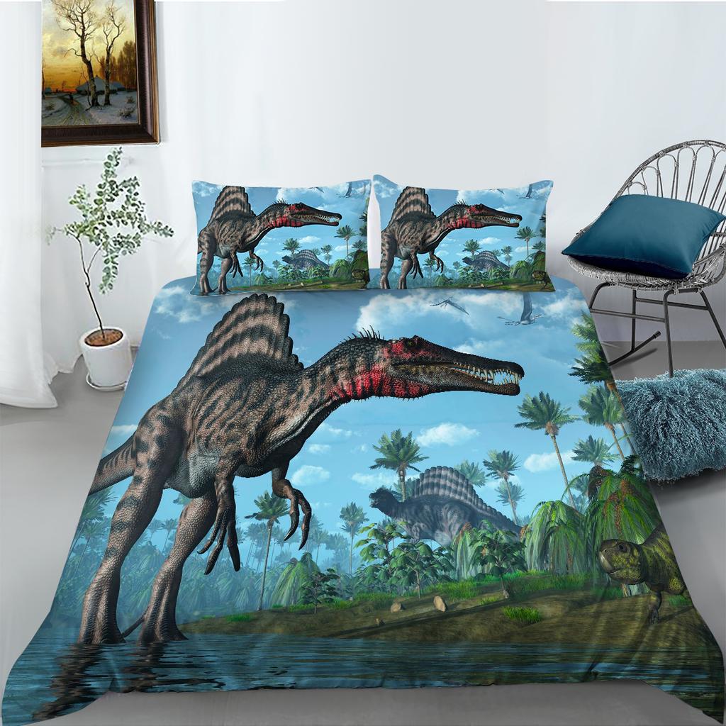 Deluxe Family Bedding Set 3D Dinosaur World Printed Quilt Cover and Pillowcase Set Boy Room Bedroom Bedding