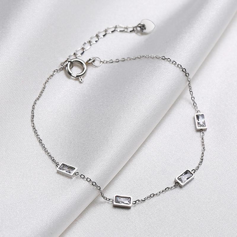 

Vnox Elegant Women s Thin Chain Bracelets, Bling CZ Stone Charms Wristband Temperament Jewelry,Length Adjustable