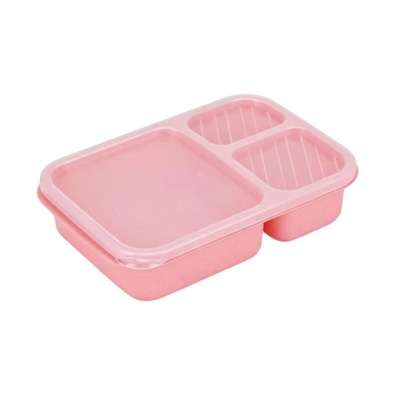 Wheat Straw 3-Compartment Lunch Box for Students & Office Workers - Reusable Plastic Bento Box