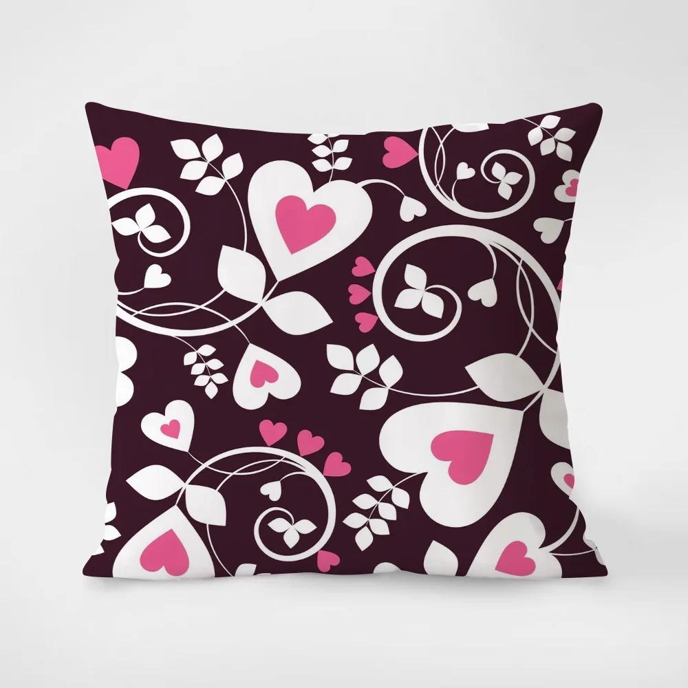 Red Love Heart Romantic Love Pattern Pillowcase Living Room Sofa Cushion Cover Bedroom Room Bedside Home Decoration