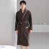 Coral Fleece Nightgown Men'S Pajamas Autumn And Winter Fleece Thickened Thermal Flannel Medium And Long Bathrobe