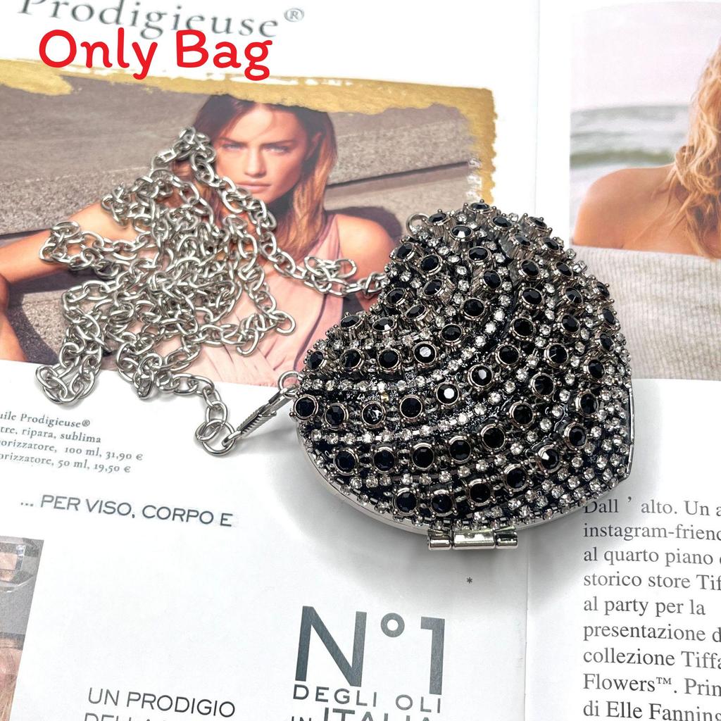 Mini Borsa a Mano a Forma di Cuore d'Amore con Decorazioni di Diamanti Acqua Scintillante per Uso Quotidiano