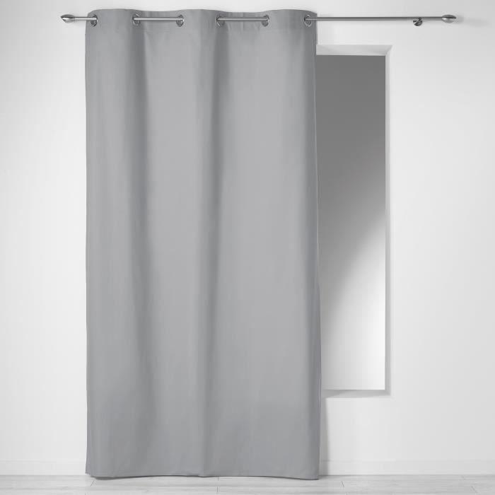 Rideau - CDaffaires - 140 x 280 cm - Coton uni - Œillets - Gris