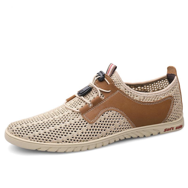 Fashion Handmade Men's Summer Sneakers Breathable Men Mesh Shoes Outdoor Casual Flats Comfortable Walking Treking Shoes Hollow Out Shoes