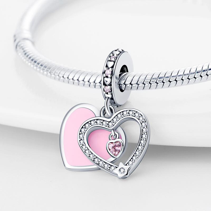 2026 Charm Heart Wings LOVE Charm Oil Drop DIY Jewelry Bracelet Accessories Women's 925 Silver