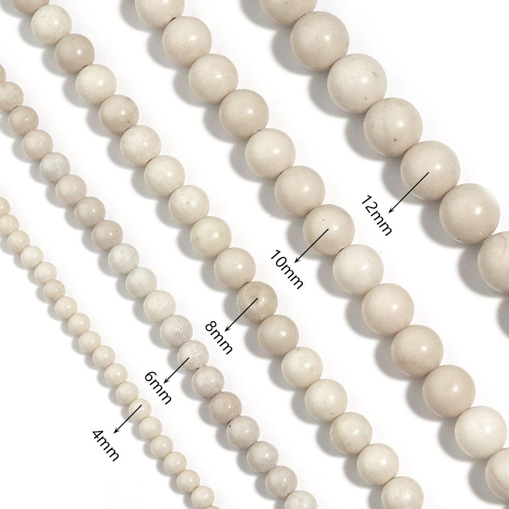 1 Strand Natural Stone Beads 4/6/8/10/12mm Beige Round Loose Beads For Jewelry Making DIY Crafts Bracelets Necklace Accessories
