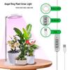 Round LED Plant Growth Lamp with Retractable Rod, Timer, Dimming, and Base for Household Potted Plants