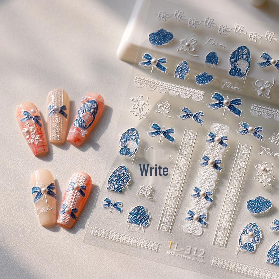 

Bowknot Pattern Nail Stickers: Ferrite Diamond Dot Pearl Adhesive TL-312