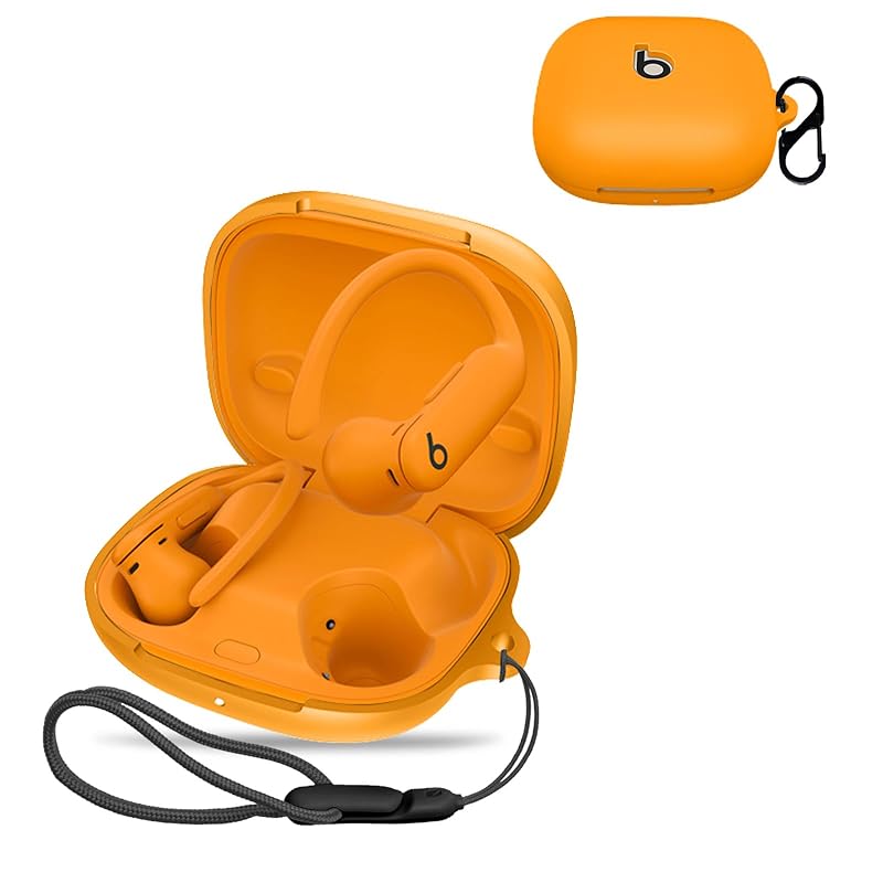

For Powerbeats Pro 2 for case cover [NOUKAJU] wireless earphones silicon protective case (With carabiner + strap included) ) Fall prevention Scratch