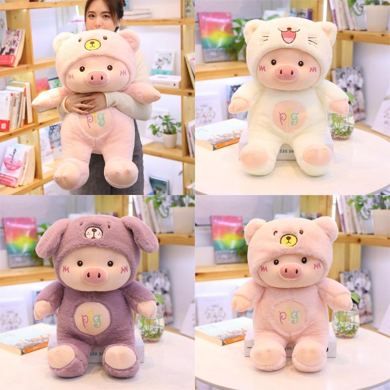 Cartoon Stuffed Animal Pig Plush Toy Gift Kids Pink White Purple Sizes Multiple