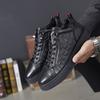 Italian Genuine Leather Casual Shoes Fashion Men's Lace Up Sneakers Outdoor Warm Winter  Mens Flats Shiny Office Men Dress Shoes