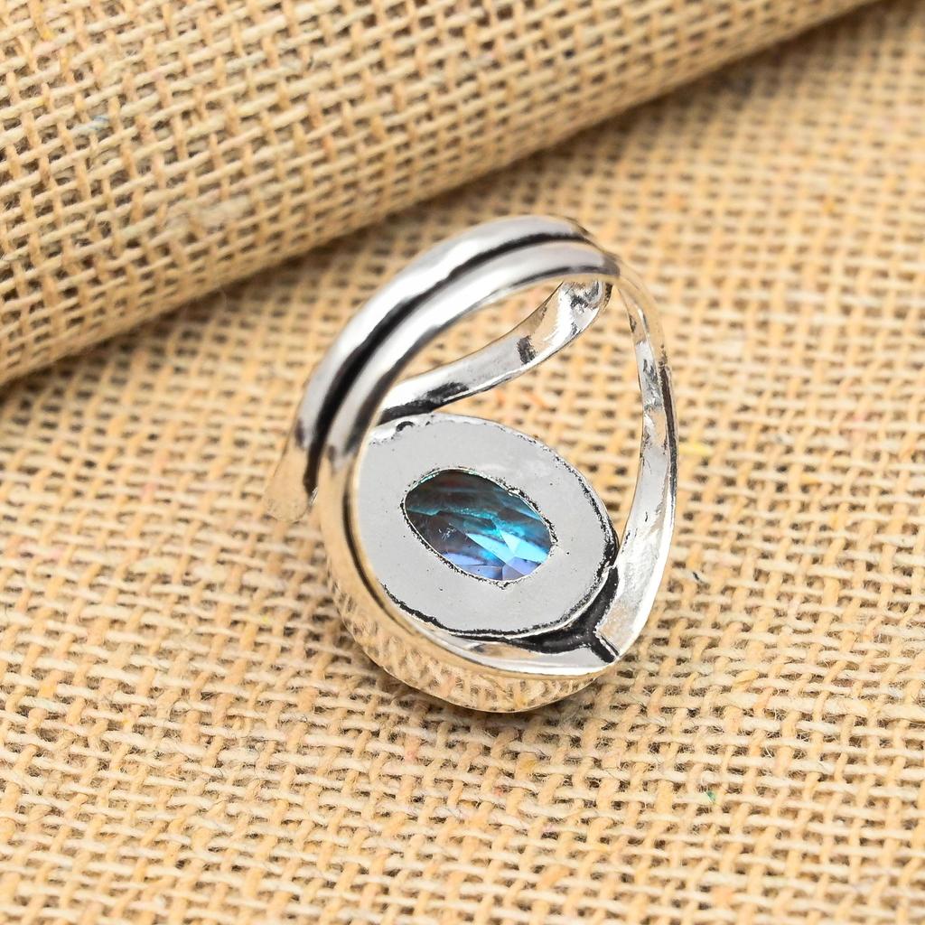 Rainbow Mystic Topaz Gemstone 925 Sterling Silver Handmade Jewelry Gift Ring For Women