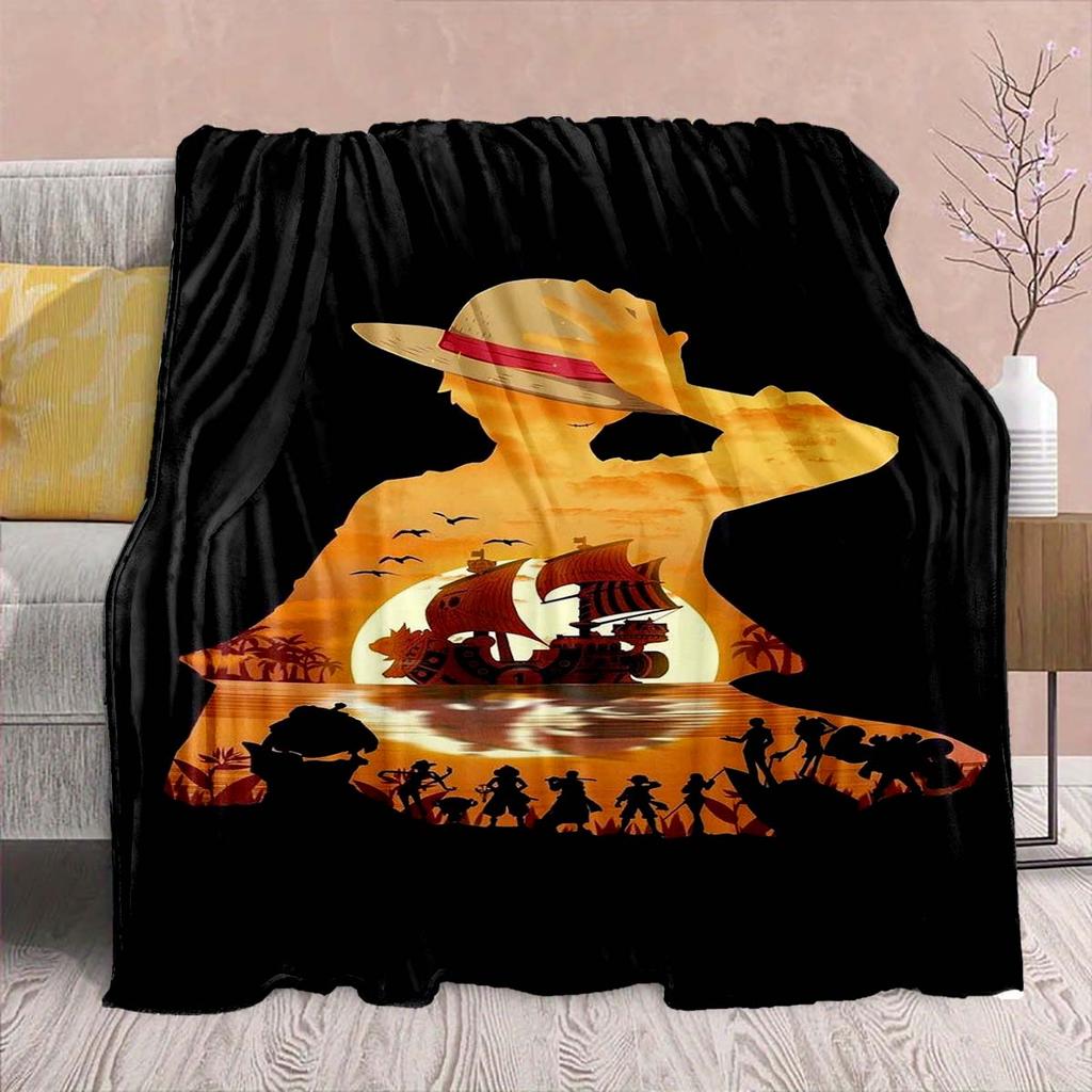 One Piece Anime Flannel Blanket - Soft Warm Perfect for Sofa, Bedding Camping Travel Office Home Decor 