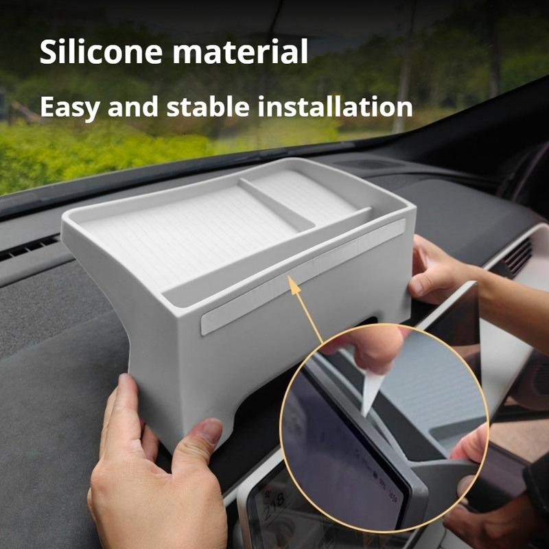 For XPENG G6 2025-2026 Car Behind Central Screen Silicone Storage Box Large Capacity Non-slip Car Interior Accessories