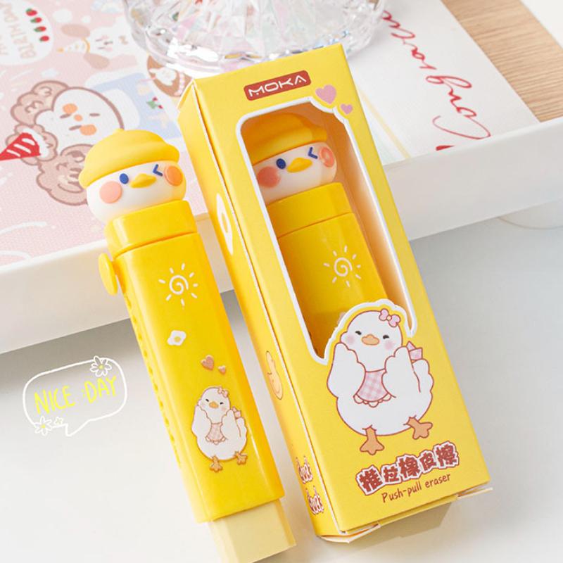 Creative Design Pull-out Pencil Eraser for Kids Boy Girl Cute Cartoon Stationery Eraser Large Capacity Back To School Eraser